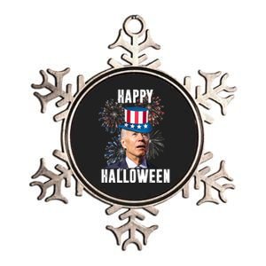 Joe Biden Happy Halloween Confused 4th Of July Funny Metallic Star Ornament