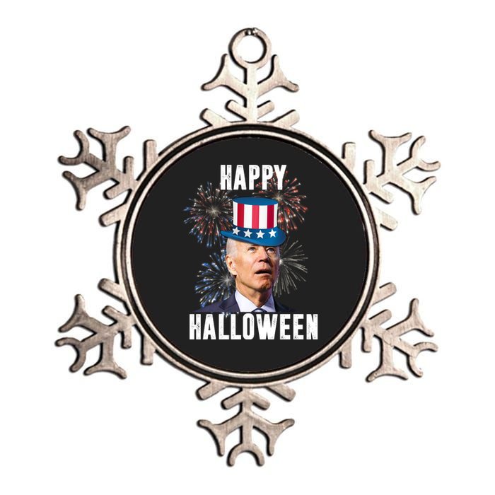 Joe Biden Happy Halloween Confused 4th Of July Funny Metallic Star Ornament