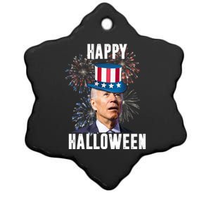 Joe Biden Happy Halloween Confused 4th Of July Funny Ceramic Star Ornament