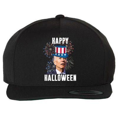 Joe Biden Happy Halloween Confused 4th Of July Funny Wool Snapback Cap