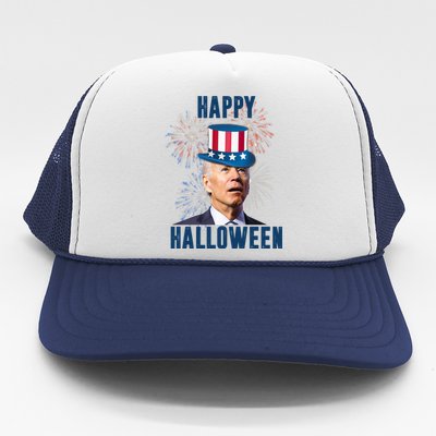 Joe Biden Happy Halloween Confused 4th Of July Funny Trucker Hat