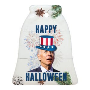 Joe Biden Happy Halloween Confused 4th Of July Funny Ceramic Bell Ornament