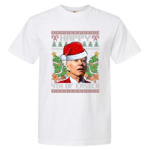 Joe Biden Happy 4th Easter Ugly Christmas Sweater Garment-Dyed Heavyweight T-Shirt