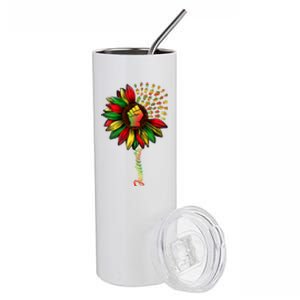 Juneteenth Black History African American Freedom Sunflower Gift Stainless Steel Tumbler