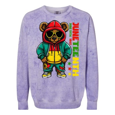 Juneteenth Black Hip Hop Teddy Bear African American Colorblast Crewneck Sweatshirt