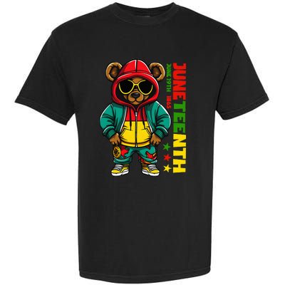 Juneteenth Black Hip Hop Teddy Bear African American Garment-Dyed Heavyweight T-Shirt