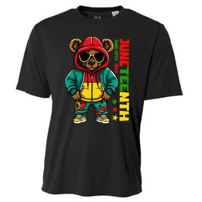 Juneteenth Black Hip Hop Teddy Bear African American Cooling Performance Crew T-Shirt