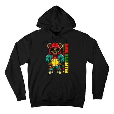 Juneteenth Black Hip Hop Teddy Bear African American Hoodie