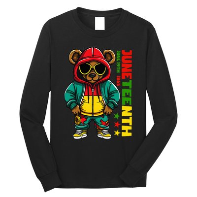 Juneteenth Black Hip Hop Teddy Bear African American Long Sleeve Shirt