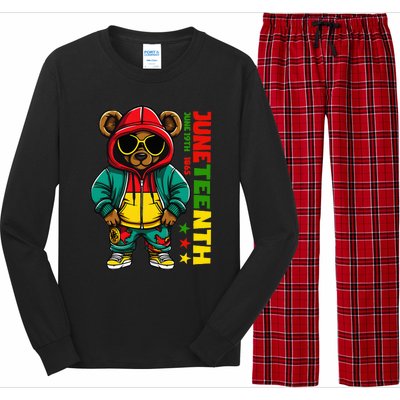 Juneteenth Black Hip Hop Teddy Bear African American Long Sleeve Pajama Set