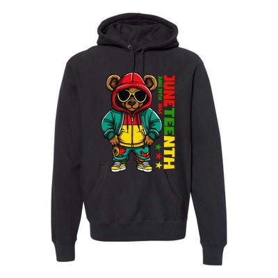 Juneteenth Black Hip Hop Teddy Bear African American Premium Hoodie