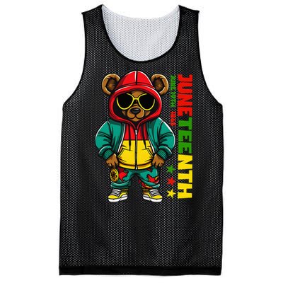 Juneteenth Black Hip Hop Teddy Bear African American Mesh Reversible Basketball Jersey Tank