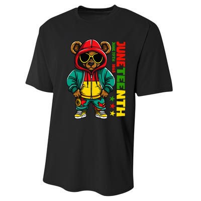 Juneteenth Black Hip Hop Teddy Bear African American Performance Sprint T-Shirt