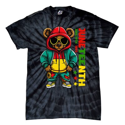 Juneteenth Black Hip Hop Teddy Bear African American Tie-Dye T-Shirt