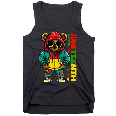 Juneteenth Black Hip Hop Teddy Bear African American Tank Top