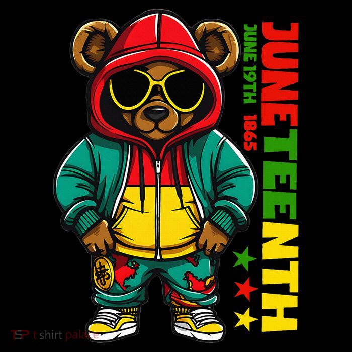 Juneteenth Black Hip Hop Teddy Bear African American Kids T-Shirt