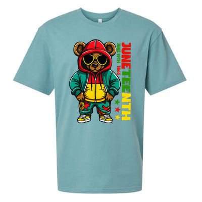 Juneteenth Black Hip Hop Teddy Bear African American Sueded Cloud Jersey T-Shirt