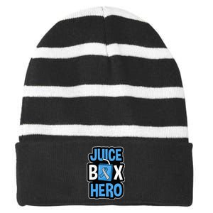 Juice Box Hero Diabetes Blue Ribbon Diabetic Ketoacidosis DM Striped Beanie with Solid Band