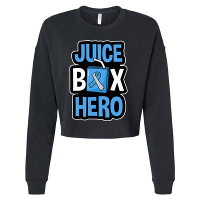 Juice Box Hero Diabetes Blue Ribbon Diabetic Ketoacidosis DM Cropped Pullover Crew