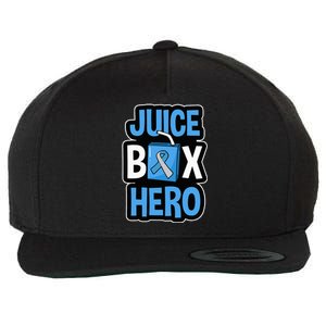 Juice Box Hero Diabetes Blue Ribbon Diabetic Ketoacidosis DM Wool Snapback Cap