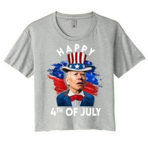 Joe Biden Happy Fourth Of July Gift Usa Flag Memorial Day Cool Gift Women's Crop Top Tee