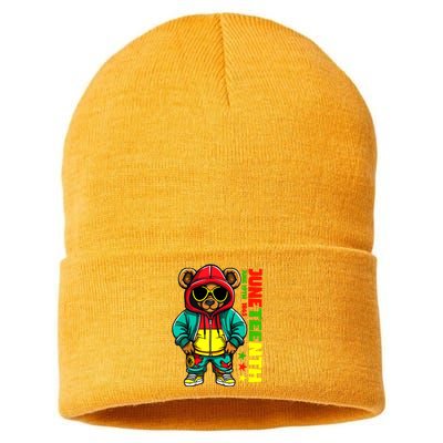 Juneteenth Black Hip Hop Teddy Bear African American Sustainable Knit Beanie