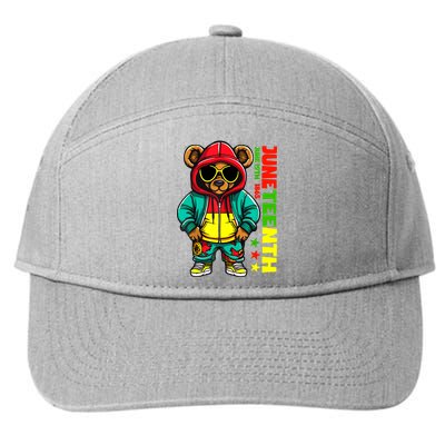 Juneteenth Black Hip Hop Teddy Bear African American 7-Panel Snapback Hat