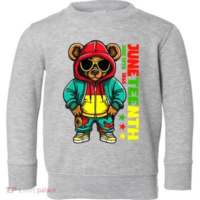 Juneteenth Black Hip Hop Teddy Bear African American Toddler Sweatshirt