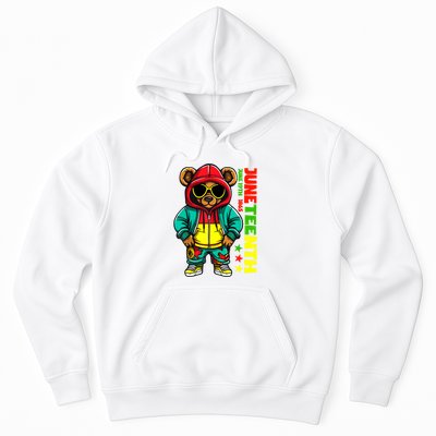 Juneteenth Black Hip Hop Teddy Bear African American Hoodie