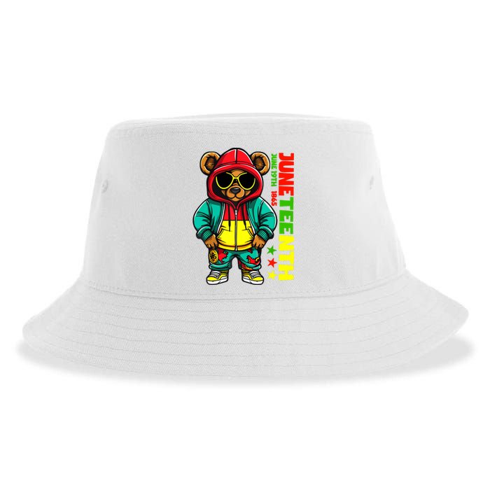 Juneteenth Black Hip Hop Teddy Bear African American Sustainable Bucket Hat