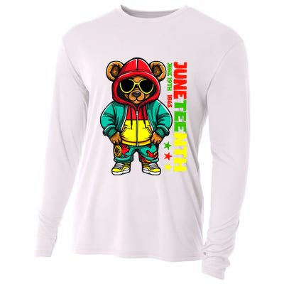 Juneteenth Black Hip Hop Teddy Bear African American Cooling Performance Long Sleeve Crew
