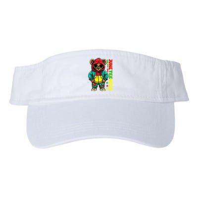 Juneteenth Black Hip Hop Teddy Bear African American Valucap Bio-Washed Visor