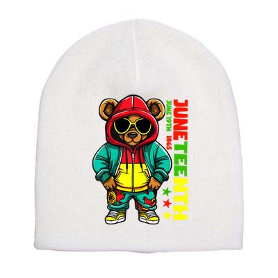 Juneteenth Black Hip Hop Teddy Bear African American Short Acrylic Beanie