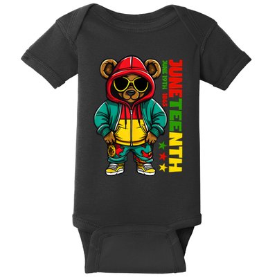 Juneteenth Black Hip Hop Teddy Bear African American Baby Bodysuit