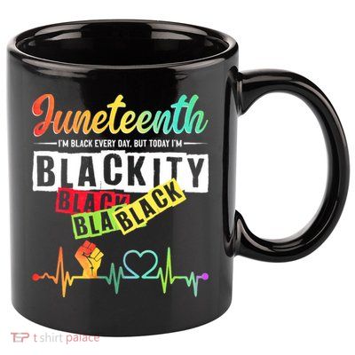 Juneteenth Blackity Heartbeat Black History African America 11oz C Handle Ceramic Mug