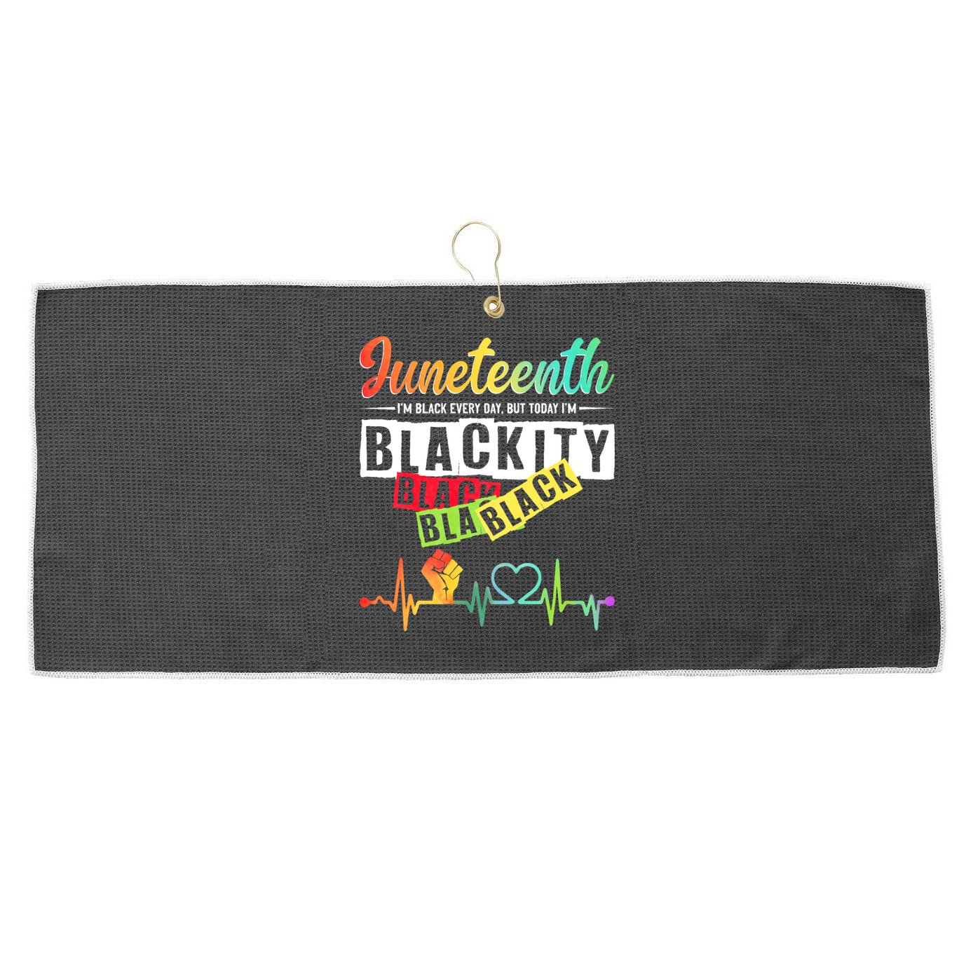 Juneteenth Blackity Heartbeat Black History African America Large Microfiber Waffle Golf Towel