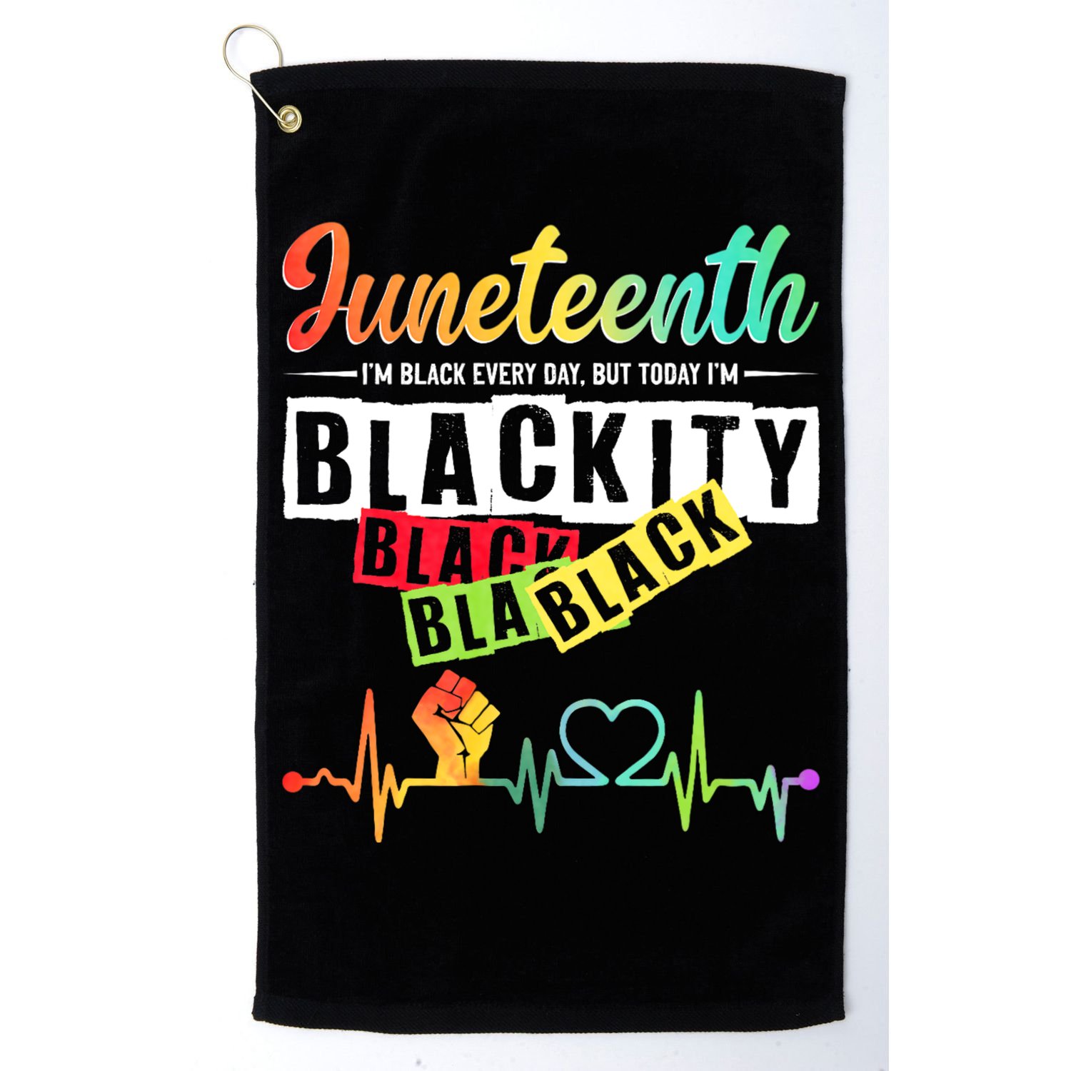 Juneteenth Blackity Heartbeat Black History African America Golf Towel