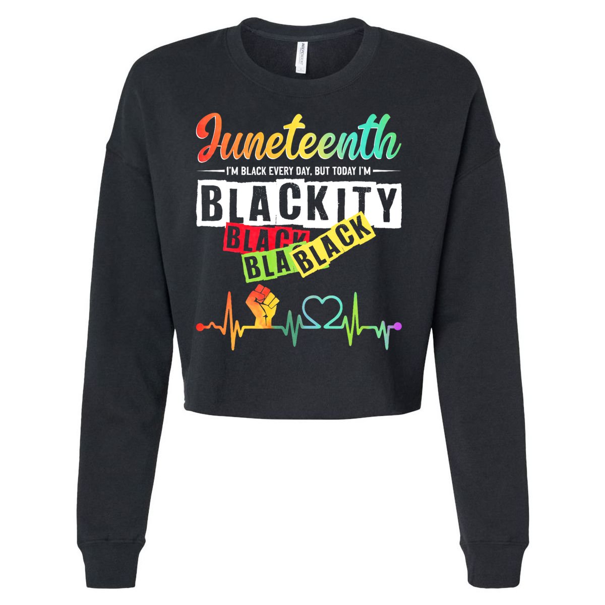 Juneteenth Blackity Heartbeat Black History African America Cropped Pullover Crew