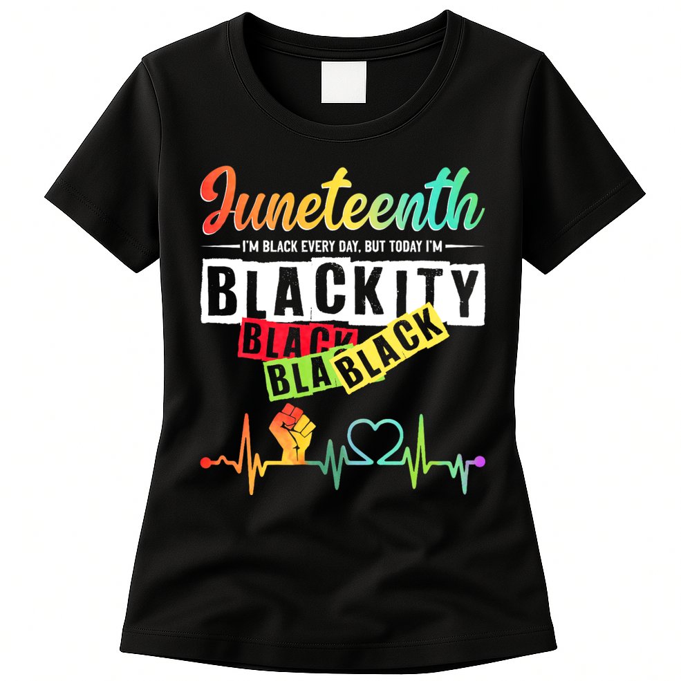Juneteenth Blackity Heartbeat Black History African America Womens T-Shirt