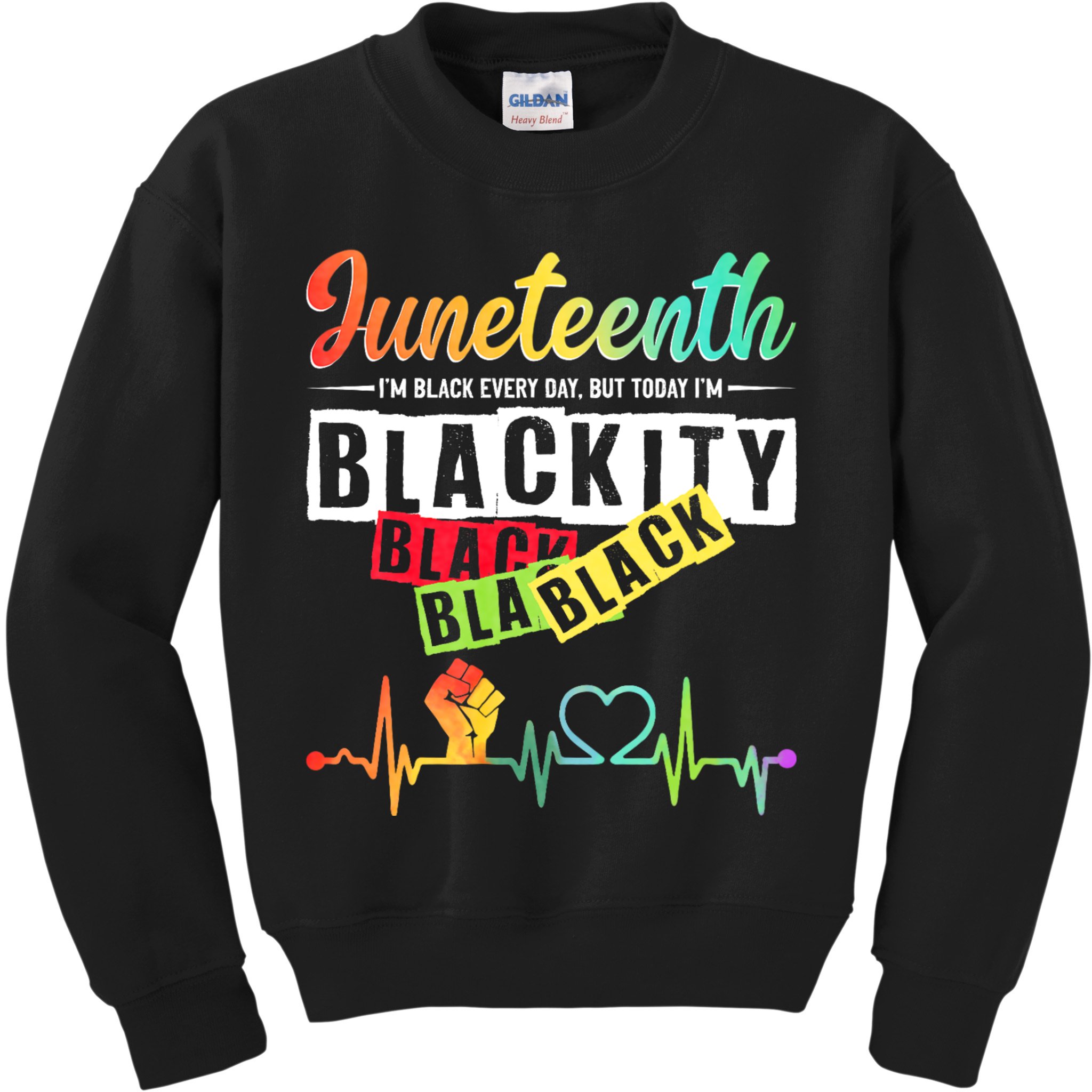 Juneteenth Blackity Heartbeat Black History African America Kids Sweatshirt
