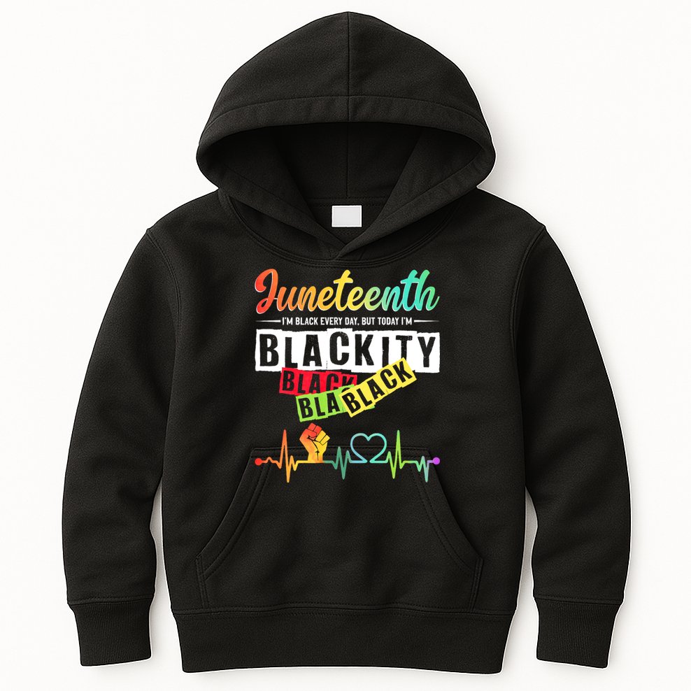 Juneteenth Blackity Heartbeat Black History African America Kids Hoodie