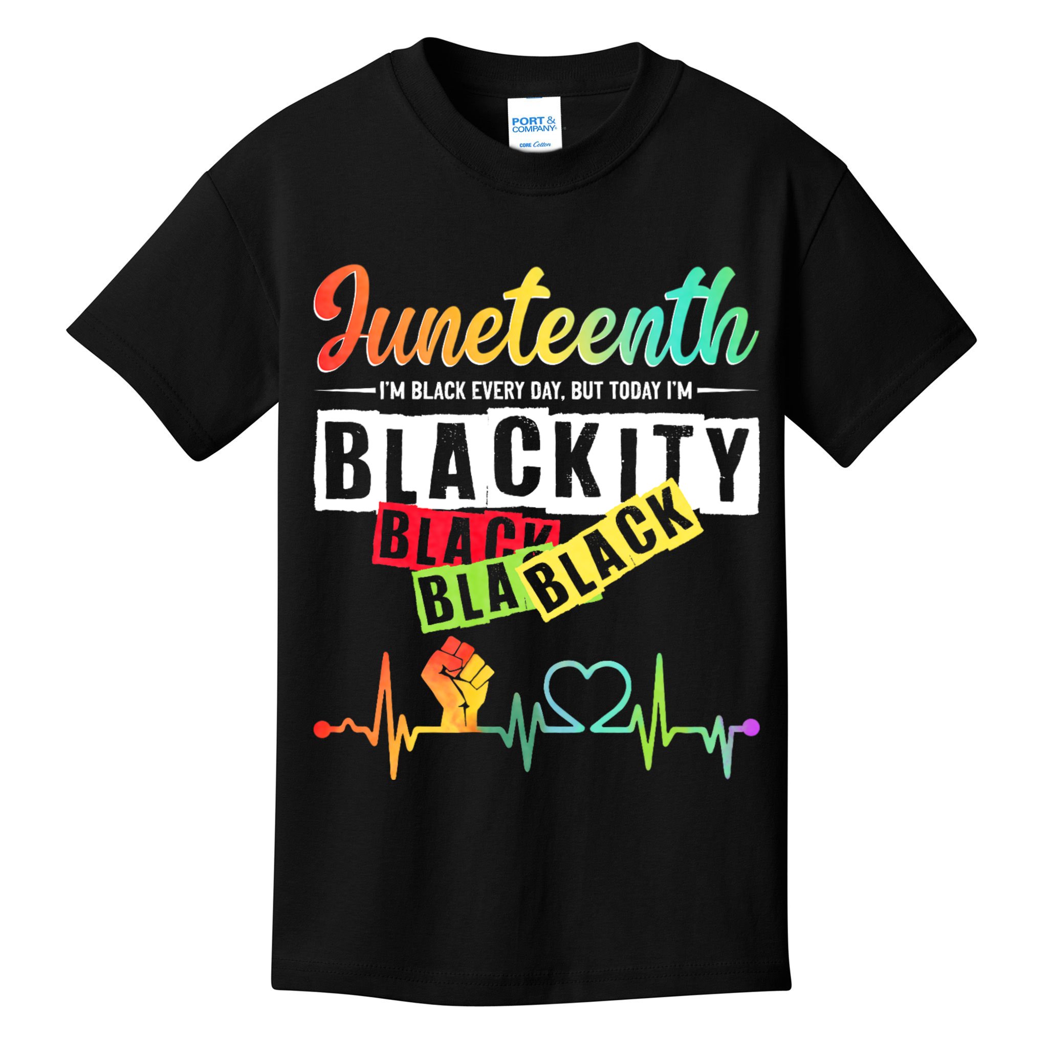 Juneteenth Blackity Heartbeat Black History African America Kids T-Shirt