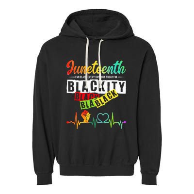 Juneteenth Blackity Heartbeat Black History African America Garment-Dyed Fleece Hoodie