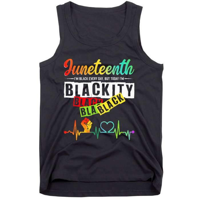 Juneteenth Blackity Heartbeat Black History African America Tank Top