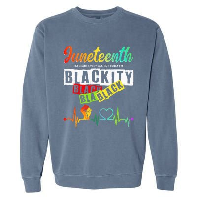 Juneteenth Blackity Heartbeat Black History African America Garment-Dyed Sweatshirt