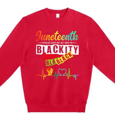 Juneteenth Blackity Heartbeat Black History African America Premium Crewneck Sweatshirt