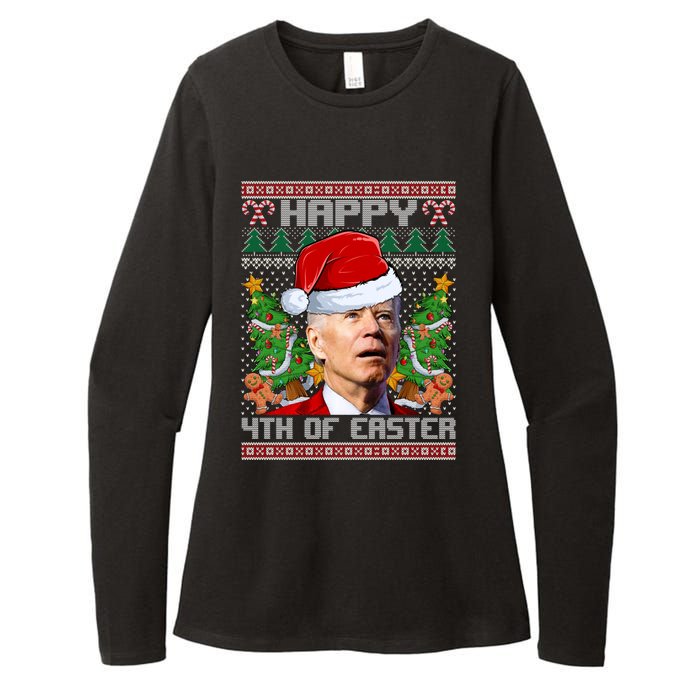 Joe Biden Happy 4th Easter Ugly Christmas Sweater For Women Womens CVC Long Sleeve Shirt