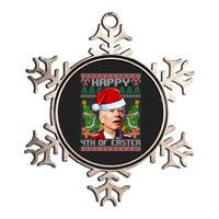 Joe Biden Happy 4th Easter Ugly Christmas Sweater For Women Metallic Star Ornament