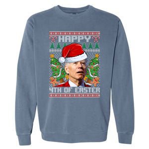 Joe Biden Happy 4th Easter Ugly Christmas Sweater For Women Garment-Dyed Sweatshirt