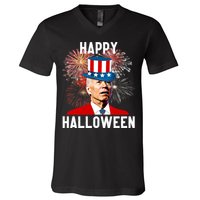 Joe Biden Happy Halloween For Funny 4th Of July V-Neck T-Shirt